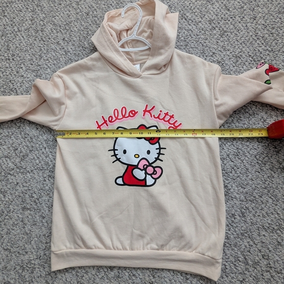 NWOT Hello Kitty Girls Cream Hoodie/Sweatshirt With Front & Left Arm Graphics - Picture 5 of 13